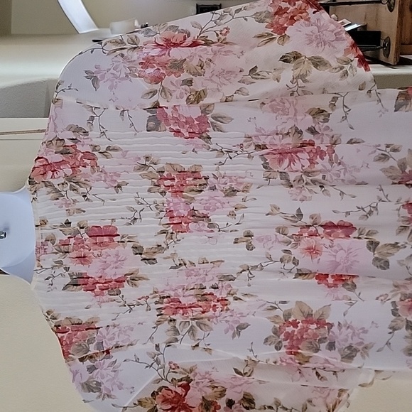 AMERICAN EAGLE OUTFITTERS Floral Open Front Duster Ivory, Pink,Green sz XS-S - Picture 6 of 12